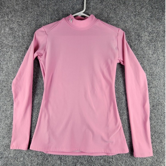 Under Armour Tops - Under Armour Womens ColdGear Mock Neck Long Sleeve Compression Shirt Pink Large